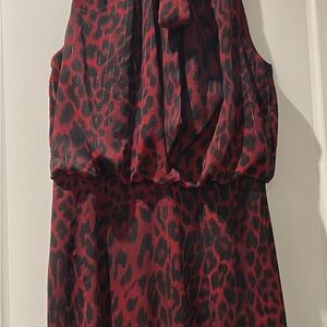 Calvin Klein Red and Black Leopard Print Maxi Dress